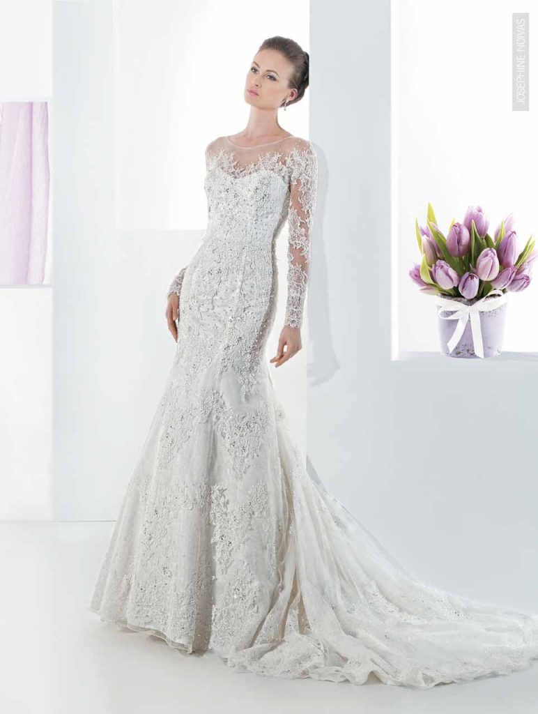 Vestido de Noiva - Semi Sereia com mangas