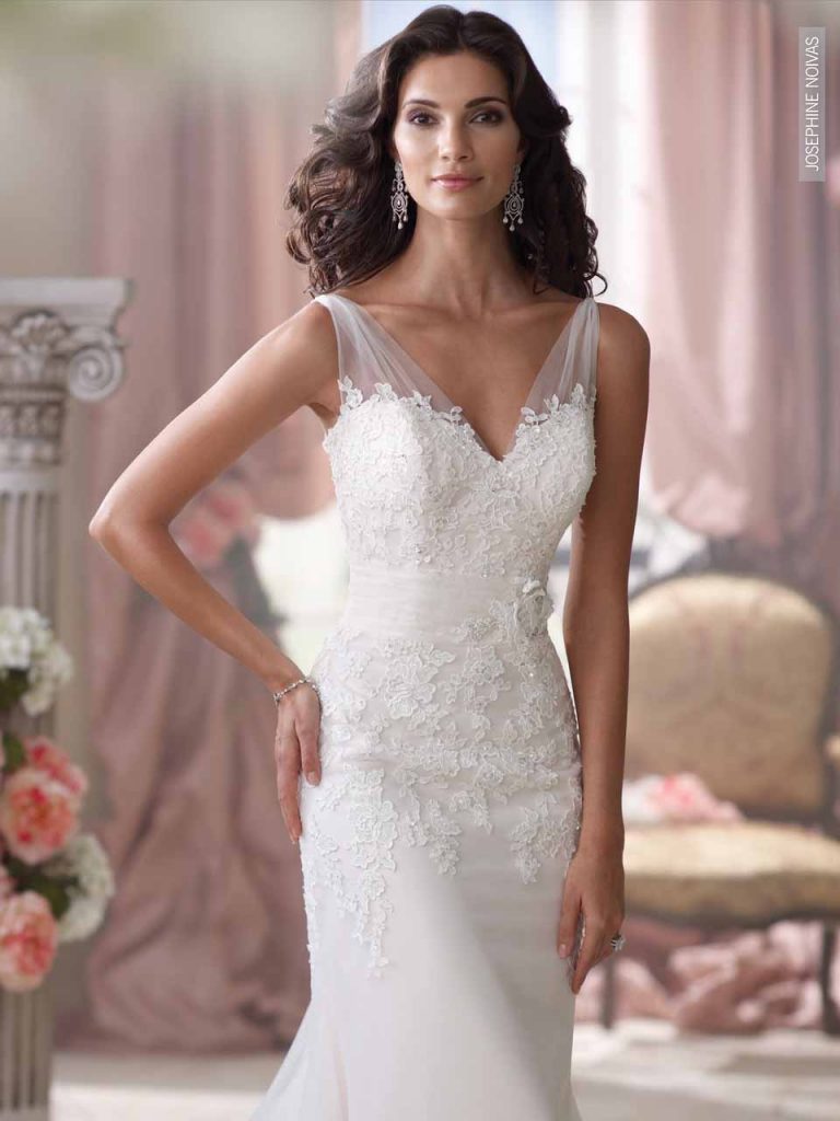 Vestido de Noiva - Semi Sereia de Alças com transparência