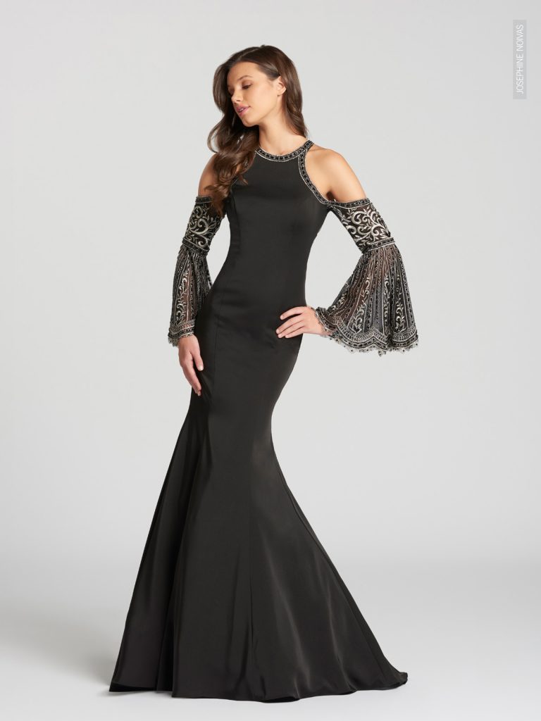 Vestido de Festa - Sereia com mangas de bordadas