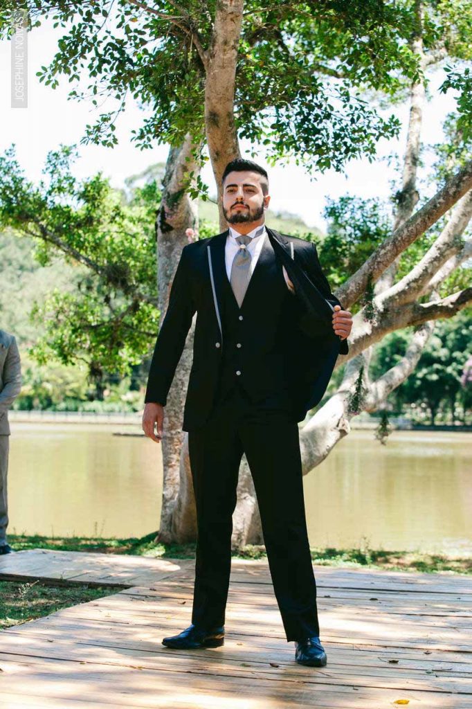 Traje de Noivo - Paleto Preto com deblum prata