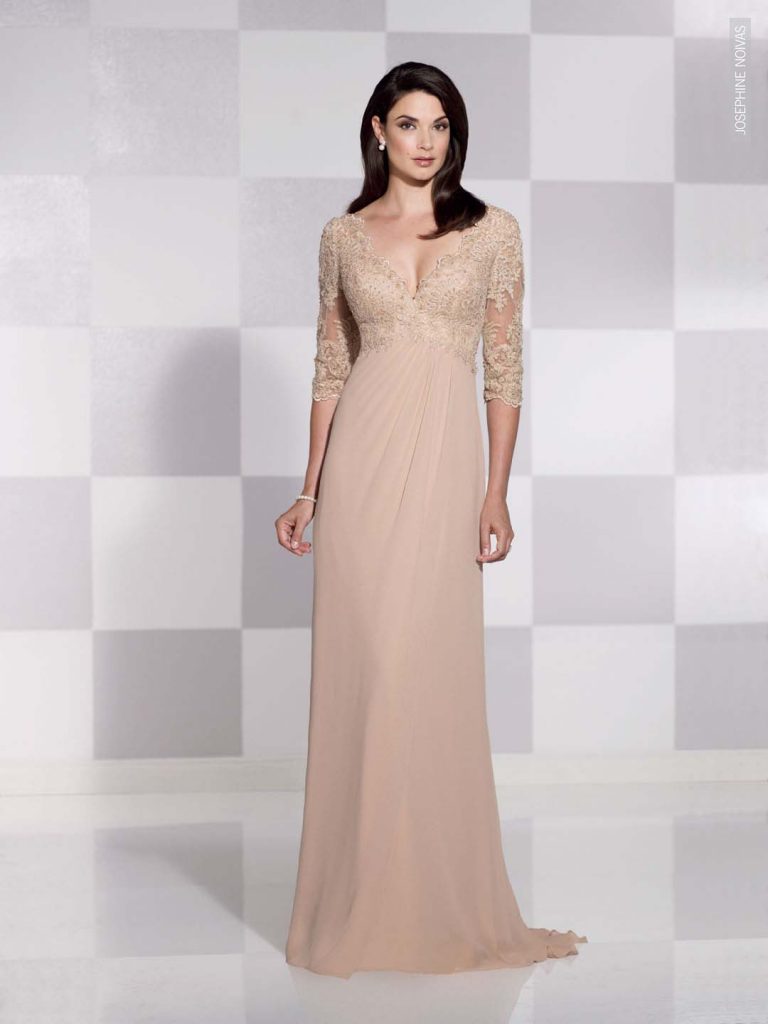 Vestido de Festa - Beje de Mangas