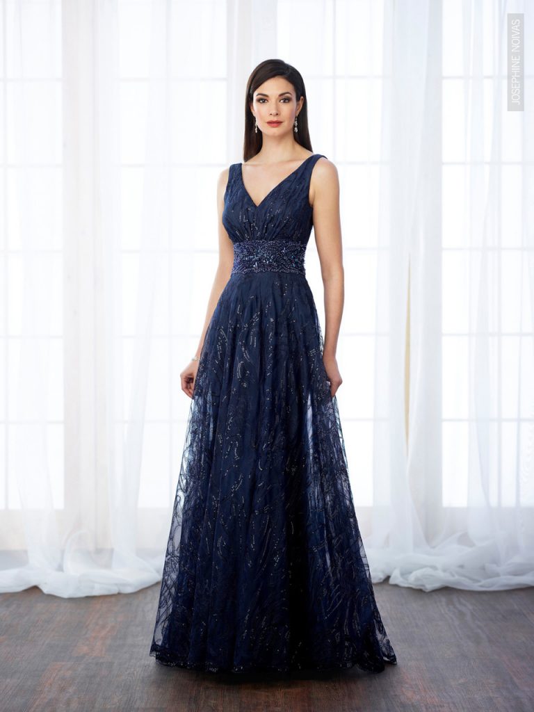 Vestido de Festa - Corte Evaze Azul Marinho