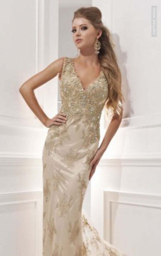 Vestido de Festa - Dourado e Nude