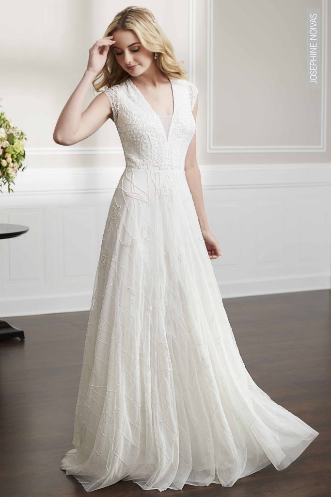 Vestido de Noiva - Evasé com mangas