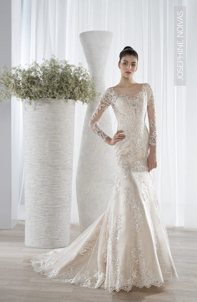 Vestido de Noiva - Semi Sereia Mangas Longas